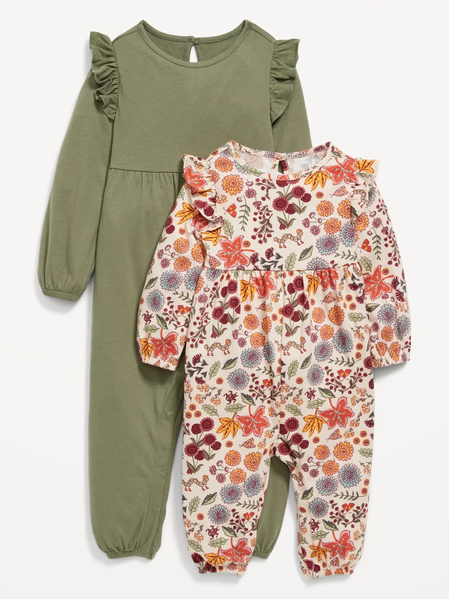 Old Navy 2-Pack Long-Sleeve Ruffle-Trim Jumpsuit for Baby multi. 1