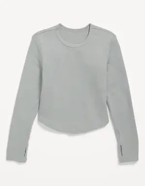 UltraLite Long-Sleeve Rib-Knit T-Shirt for Girls silver