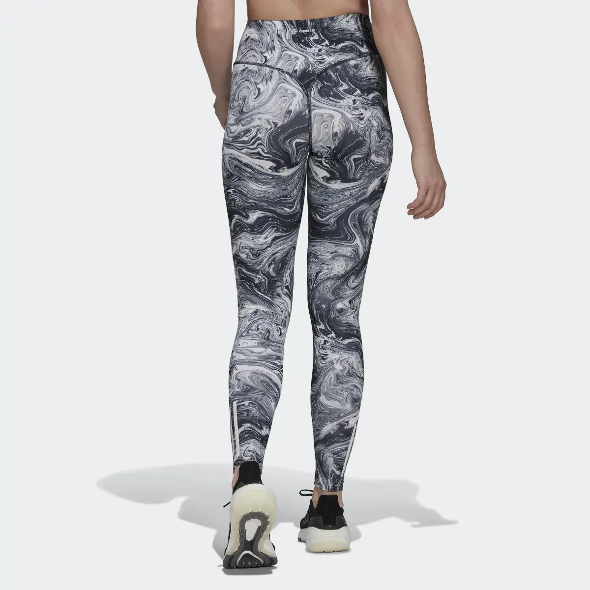 Adidas Hyperglam AEROREADY Training High-Rise Marble-Print Leggings. 2