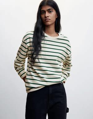 Striped cotton-blend sweatshirt