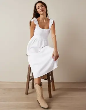 Flutter Sleeve Smocked Midi Dress