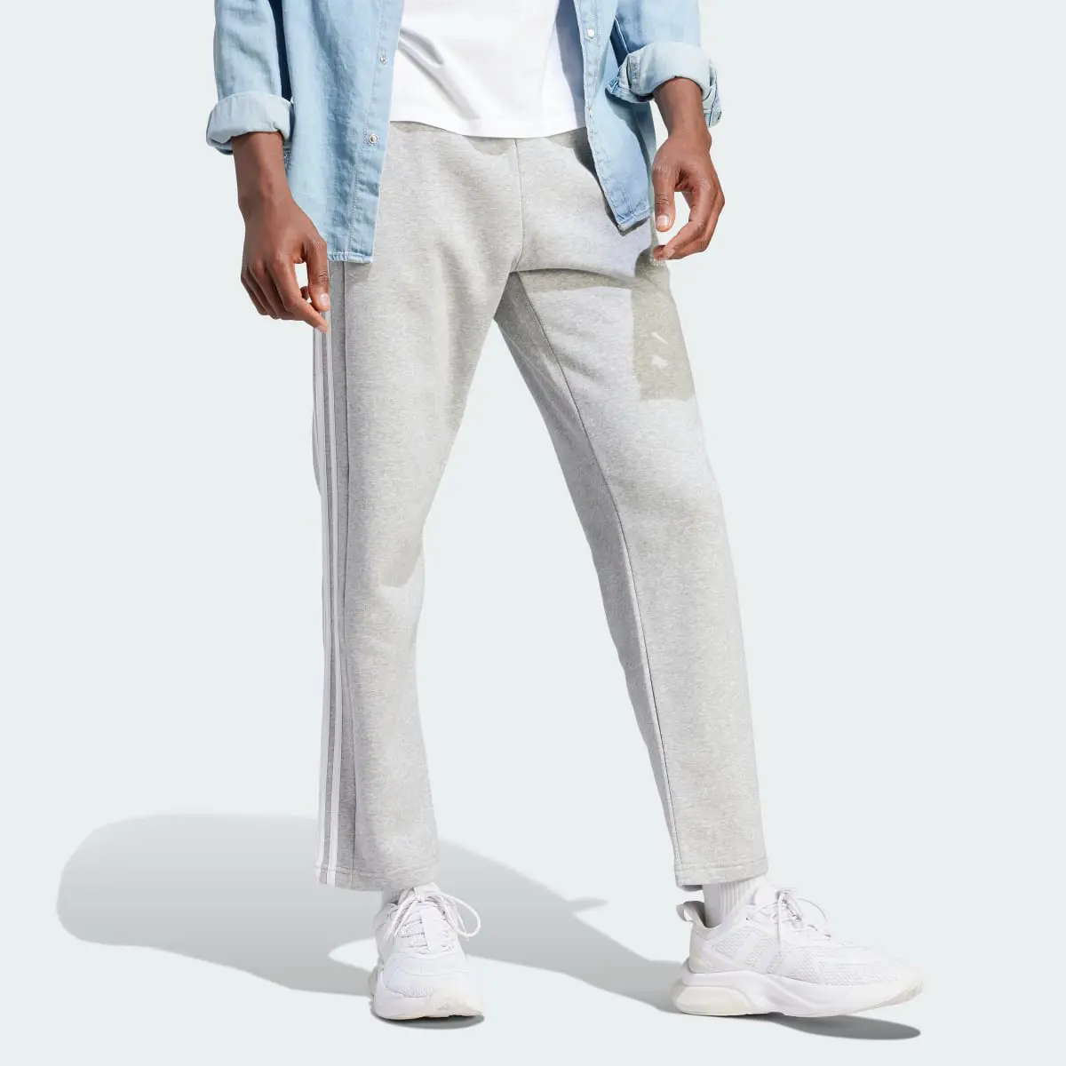 Adidas Essentials 3-Stripes Open Hem Fleece Pants. 3