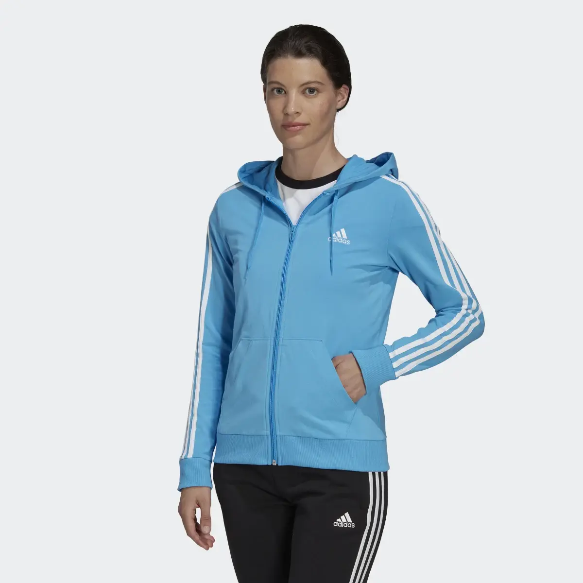 Adidas Essentials 3-Stripes Full-Zip Hoodie. 2