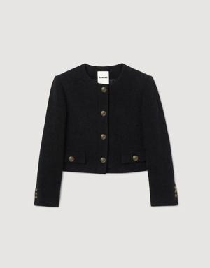 Cropped bouclé wool jacket