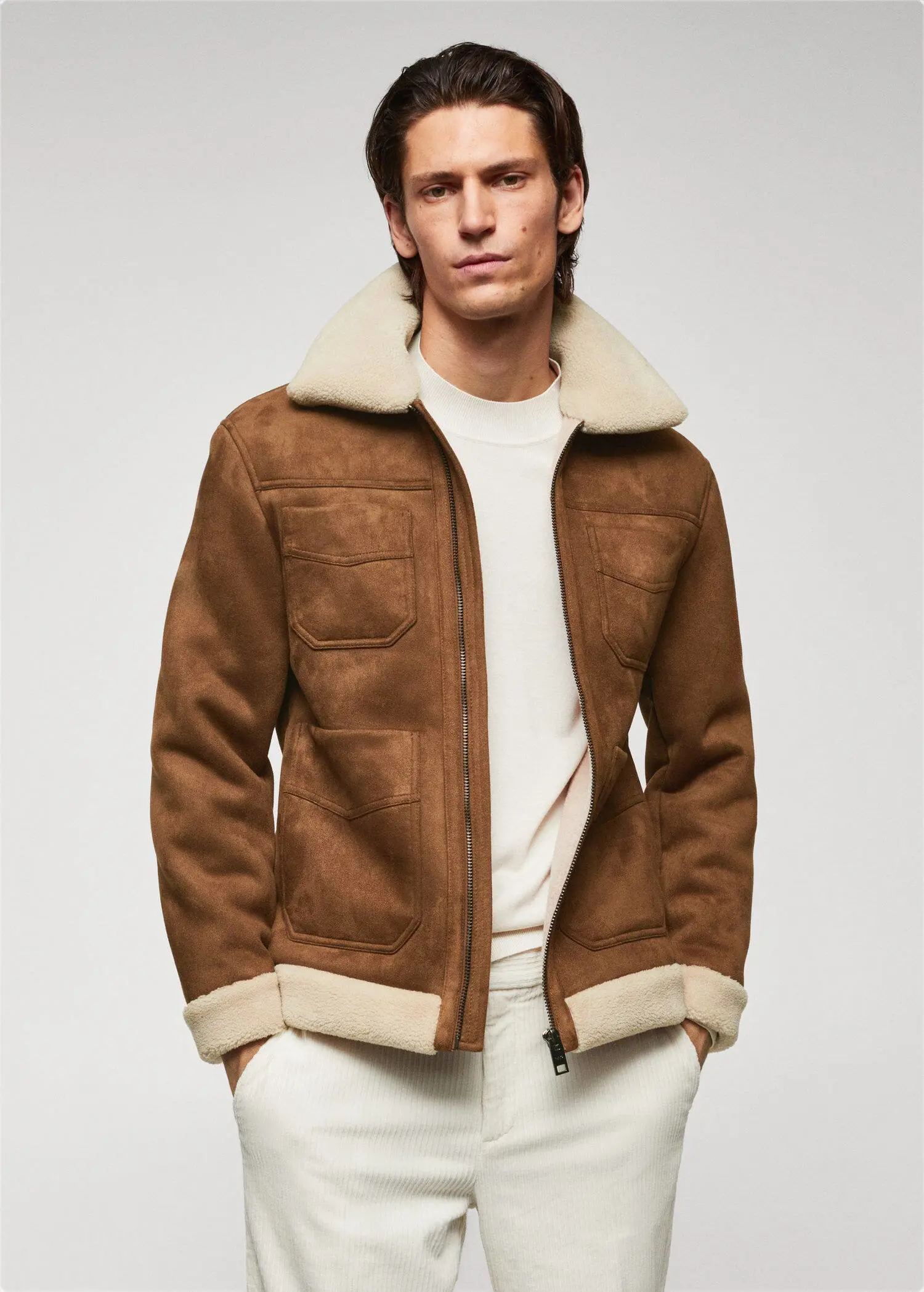 Mango Faux shearling-lined jacket. 1