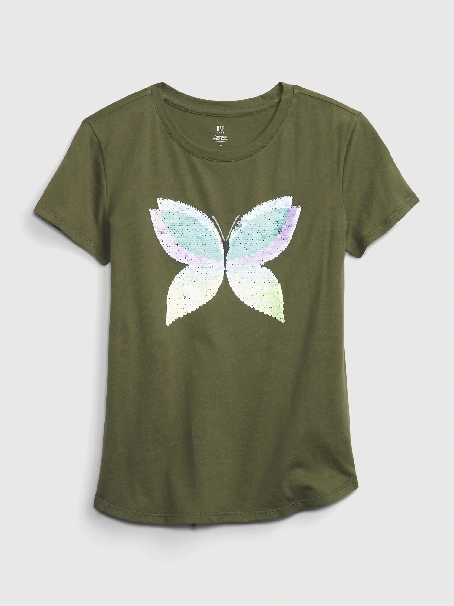 Gap Kids 100% Organic Cotton Interactive Graphic T-Shirt green. 1