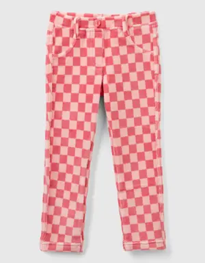 pink jeggings with checkered print