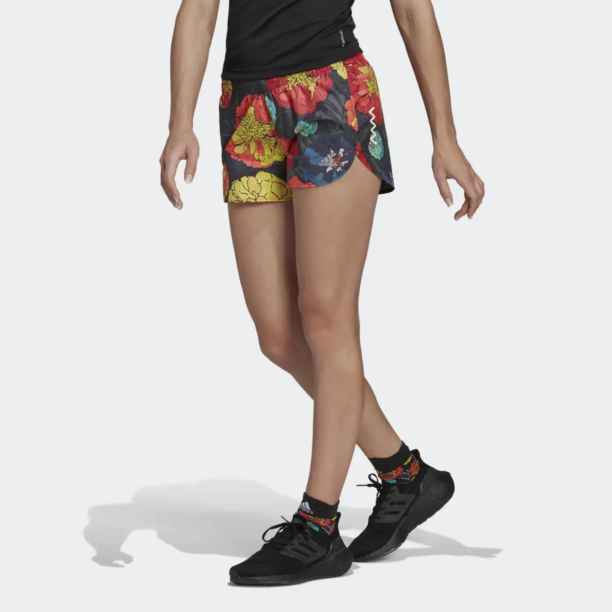 Adidas Run Fast Flower Running Shorts. 1