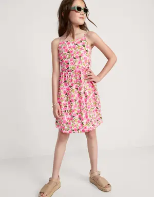 Printed Fit & Flare Cami Dress for Girls pink