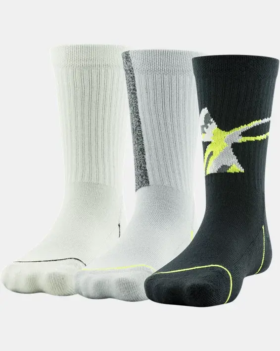 Under Armour Boys' UA Phenom 3-Pack Crew Socks. 1