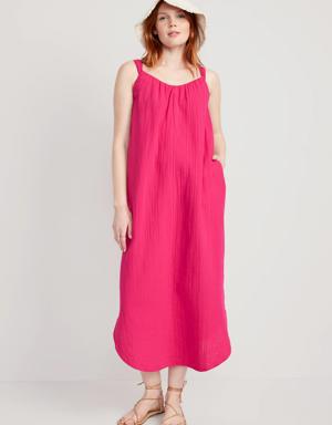 Sleeveless Shirred Maxi Dress for Women pink