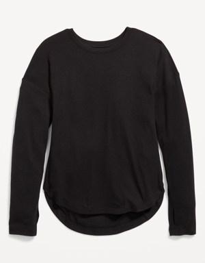 Old Navy UltraLite Long-Sleeve Rib-Knit Tunic T-Shirt for Girls black