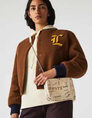 Women’s Croco Crew Print Grained Leather Zip Shoulder Bag