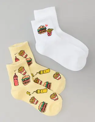 American Eagle Burgers & Fries Boyfriend Sock 2-Pack. 1