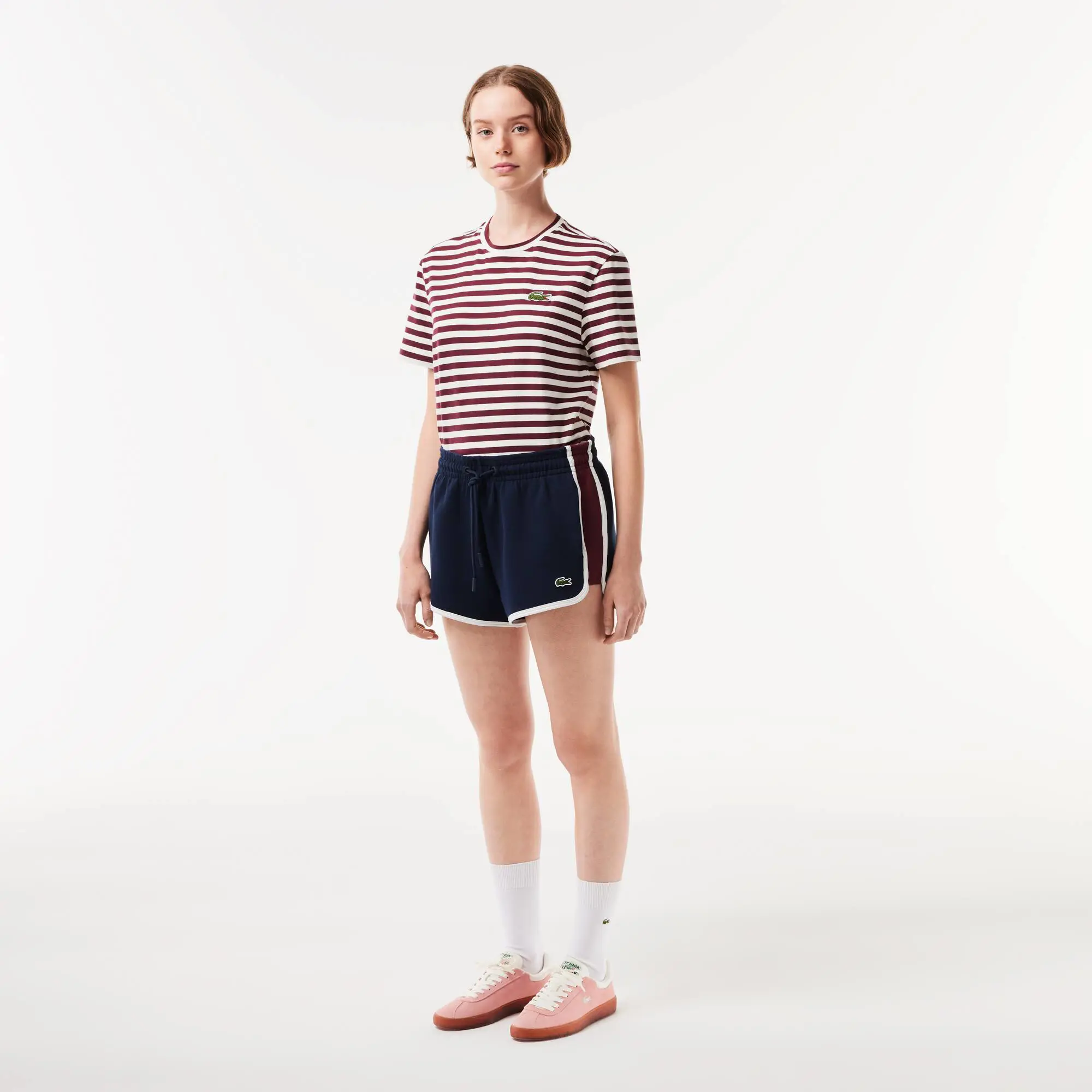 Lacoste Women's Contrast Seam Piqué Shorts. 1