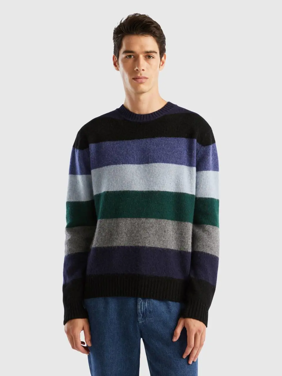 Benetton striped sweater in pure shetland wool. 1