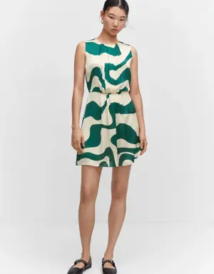 Printed dress with pleated details