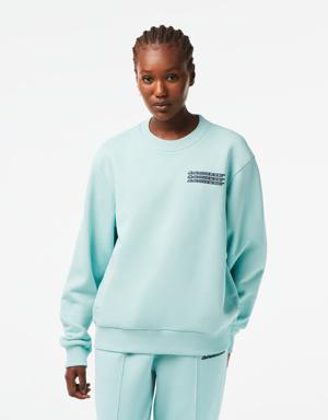 Active Kadın Oversize Bisiklet Yaka Baskılı Açık Yeşil Sweatshirt