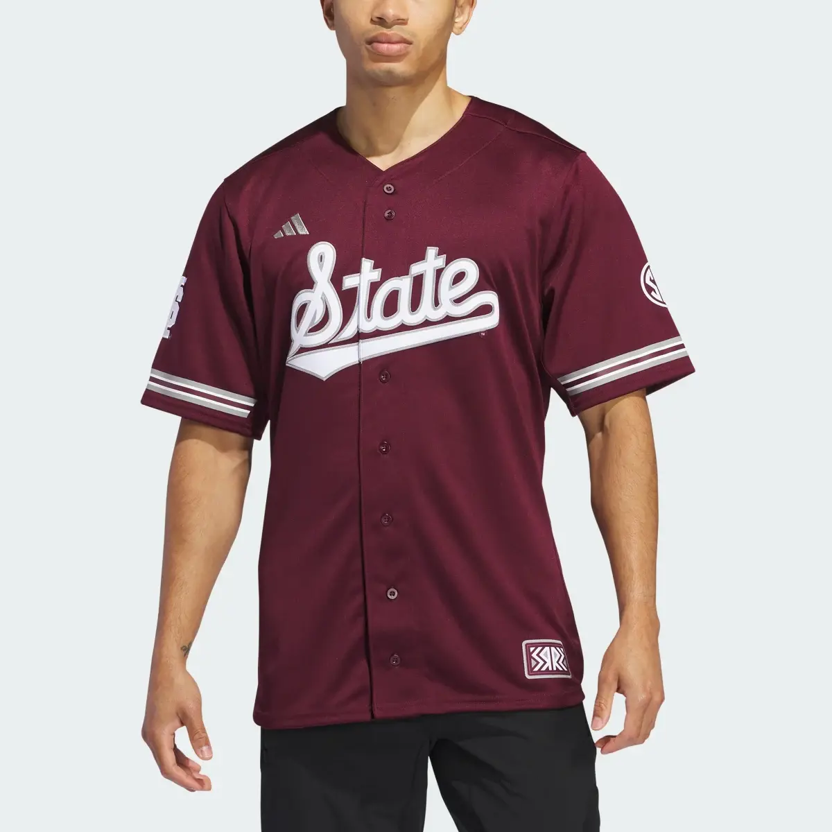 Adidas Mississippi State Reverse Retro Replica Baseball Jersey. 1