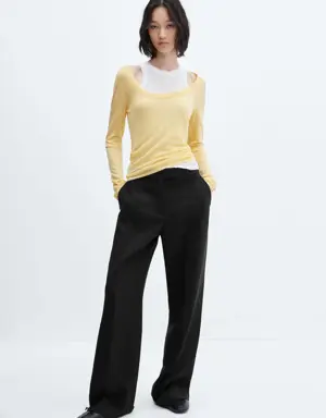 Low-waist wideleg trousers