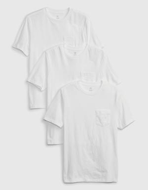 Gap Kids Pocket T-Shirt (3-Pack) white
