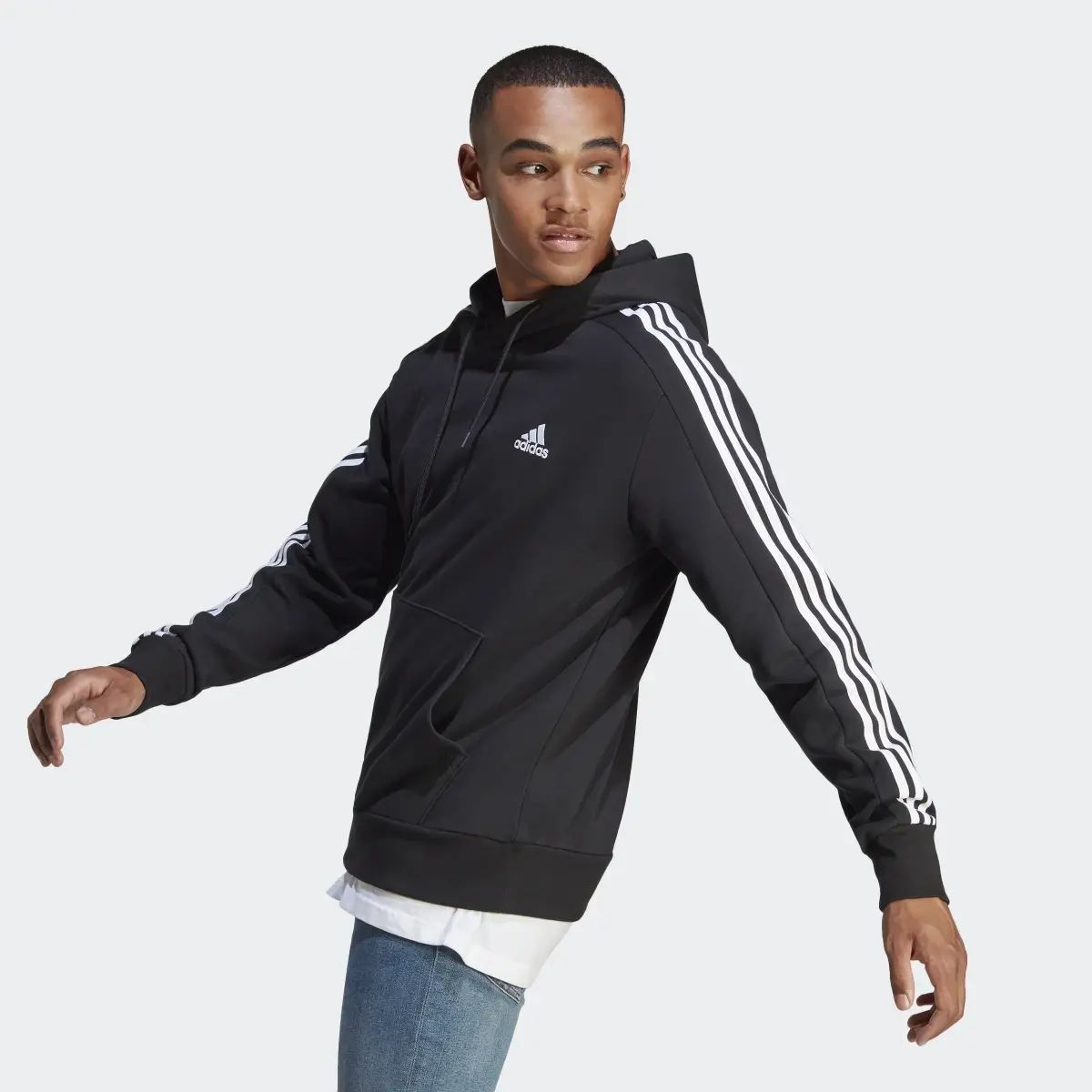 Adidas Essentials French Terry 3-Stripes Hoodie. 3