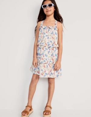 Old Navy Printed Sleeveless Tiered Swing Dress for Girls white