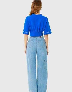 Gizia Corset Detailed Saxe Blue Crop Top. 3 Gizia Corset Detailed Saxe Blue Crop Top. 3