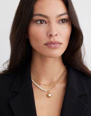 Dynamite Layered Twist & Pearl Locket Necklace. 3 Dynamite Layered Twist & Pearl Locket Necklace. 3