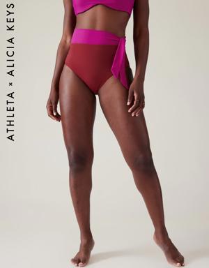 Athleta Keys Daybreak Tie Bikini Bottom red