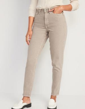 Curvy High-Waisted OG Straight Beige Ankle Jeans for Women beige