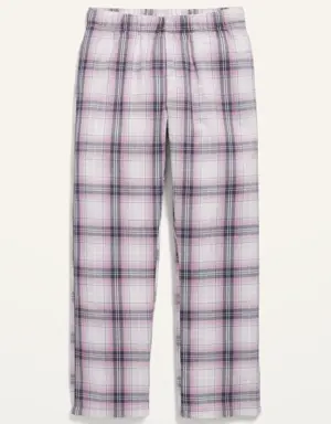 Plaid Flannel Straight Pajama Pants for Girls purple