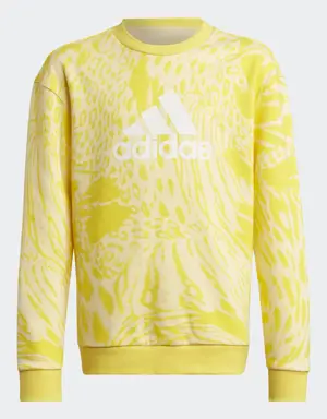 Adidas Future Icons Hybrid Animal Print Cotton Loose Sweatshirt