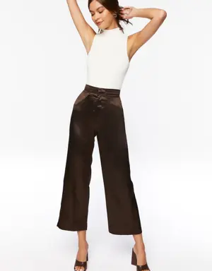 Forever 21 Satin Wide Leg Pants Chocolate