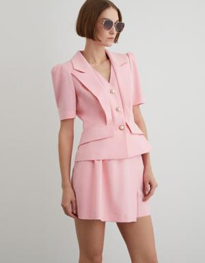 Pink Jacket with Pink Pearl Buttons with Wadding