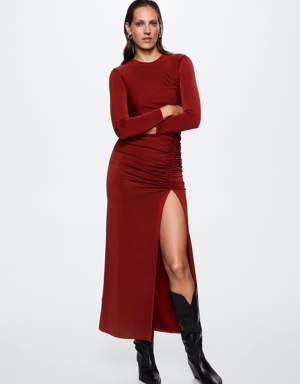Cut-out ruched dress