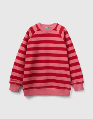 pink and red striped sweatshirt