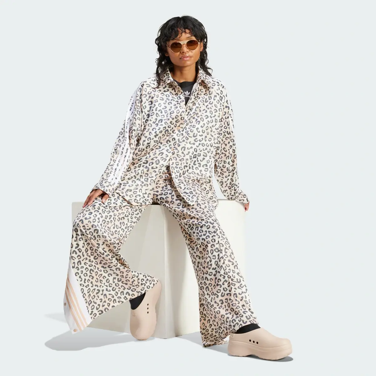 Adidas Originals Leopard Luxe Wide Leg Adibreak Track Tracksuit Bottoms. 3