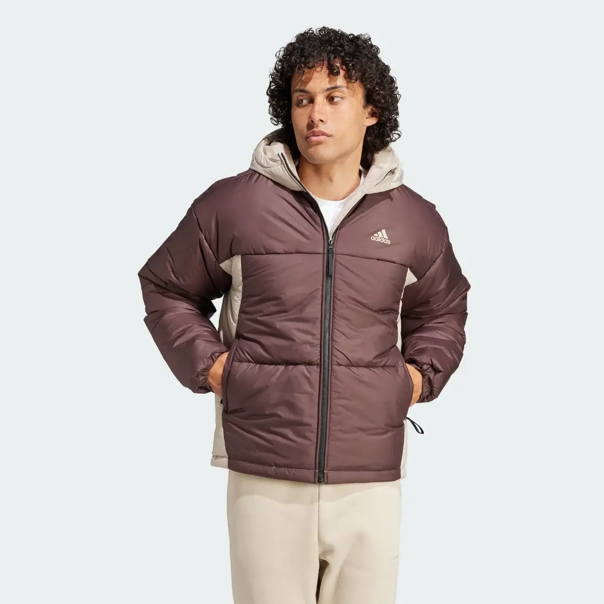 Adidas BSC 3-Stripes Puffy Hooded Jacket. 2