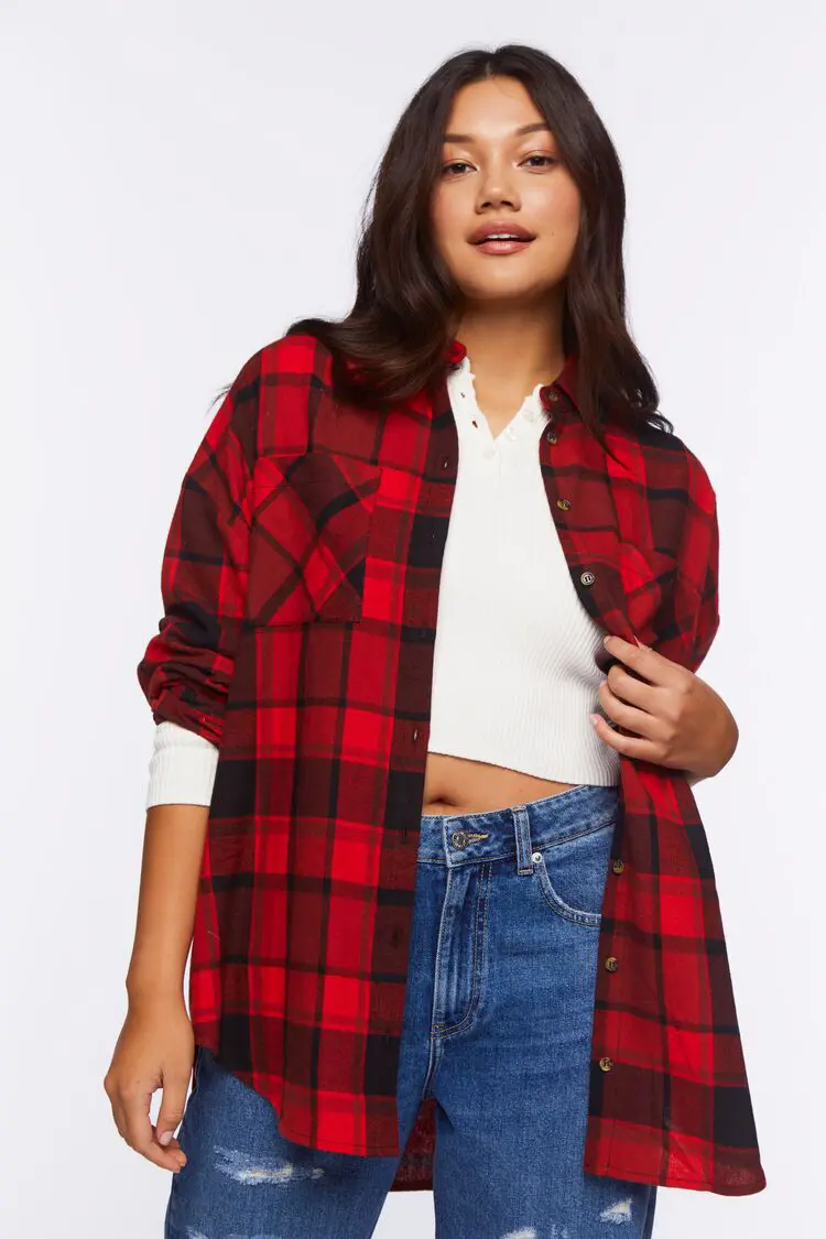 Forever 21 Forever 21 Plaid Flannel Shirt Red/Multi. 1
