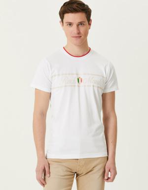 Beyaz Logo Detaylı T-shirt