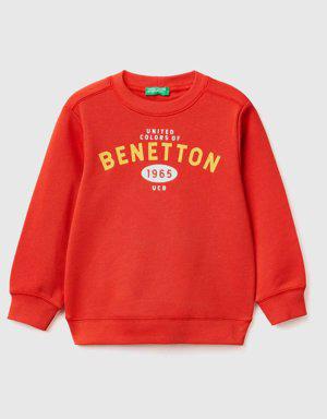 Erkek Çocuk Kırmızı Renkli Benetton Logolu Sweatshirt
