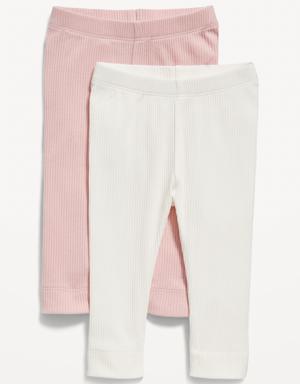 Unisex Rib-Knit U-Shape Leggings 2-Pack for Baby pink