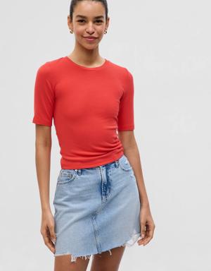 Mini Rib Keyhole T-Shirt red