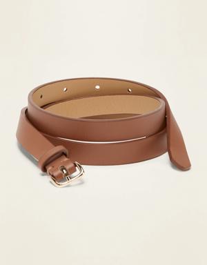 Old Navy Skinny Faux-Leather Belt For Women (0.50-Inch) brown