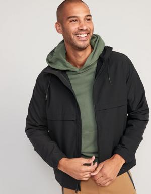 StretchTech Water-Repellent Hooded Zip Jacket for Men black