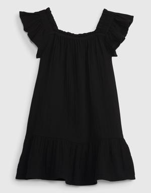 Gap Toddler Crinkle Gauze Tiered Dress black