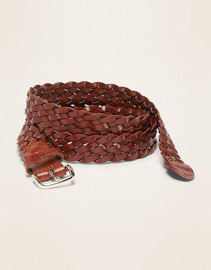 Braided Faux-Leather Belt For Women (1")