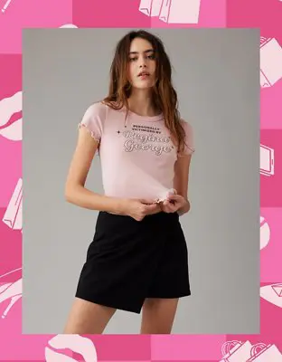 American Eagle AE x Mean Girls Graphic Cropped Tee. 2