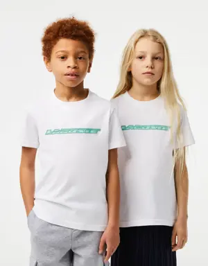 Lacoste T-shirt de jersey de algodão Lacoste para criança com marca em contraste